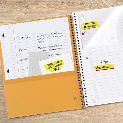 Five Star Spiral Notebook + Study App, 6 Pack, 1 Subject, Wide Ruled 8" x 10.5" Paper, 100 Sheets, Fights Ink Bleed, Water Resistant Cover, Assorted Colors (38042) thumbnail 6