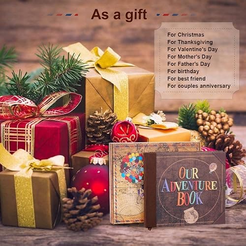 JIMBON Our Adventure Book Scrapbook Photo Album Retro Style Embossed Letter Cover Travel Diary Journal Scrap Book Kit For Couples,Memory Book For Anniversary Wedding thumbnail 9