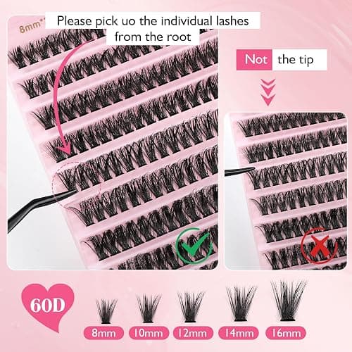Sixstarhair Ciuffetti Ciglia Finte Kit Ciglia Extension 60D Volume Lash Clusters con Bond e dispositivo di rimozione 8-16mm DIY Eyelash Extension Kit thumbnail 6