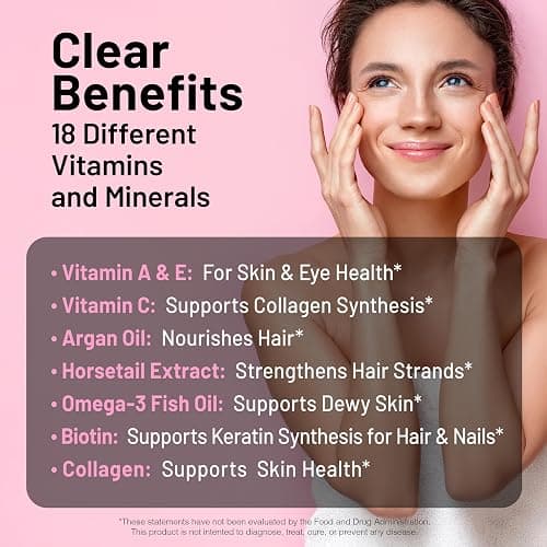 NatureWise Hair Skin and Nails Vitamin, Biotin 5000mcg w/Hyaluronic Acid, Collagen for Women with C, B Complex, D3, A, E, Iron - Non-GMO, Gluten Free - 150 Softgels[50-Day Supply] thumbnail 3