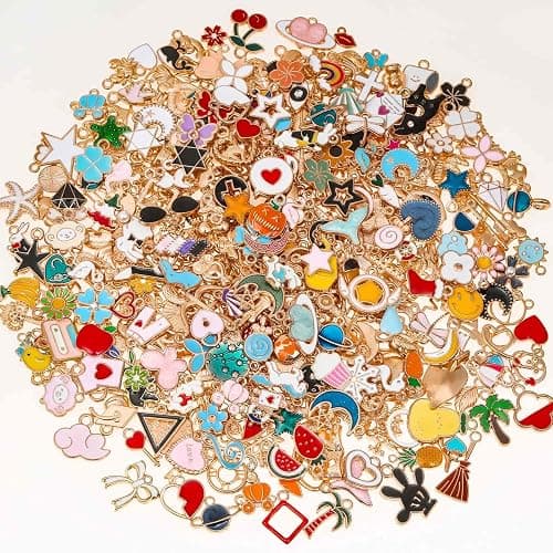 400Pcs Charms for Jewelry Making, Assorted Enamel Bracelet Bangle Charms, Mixed Bulk Metal Necklace Earring Charm for Jewelry Making thumbnail 6