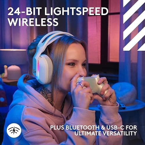 Logitech G Astro A20 X Lightspeed Wireless Gaming Headset for PS5, Xbox, Switch, PC with 2-System PLAYSYNC Audio, Bluetooth, LIGHTSYNC RGB, and 48 kHz Boom Mic - White thumbnail 9