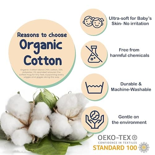 Mother's Choice Organic Cotton Baby Socks, 12 Pairs, Unisex 0-6 Months - Soft, Hypoallergenic Newborn & Infant Socks - Baby Girl & Boy Gifts, (12Pcs, Brown) thumbnail 5