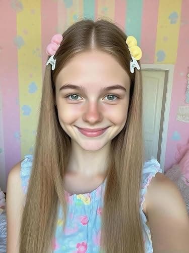 3D Star Hair Clips Women 2.36'' Cute Barrettes Y2K Kawaii Duckbill Clips for Girls Non-Slip Colorful Hair Accessories for Birthday Back to School - 4 Pack, Pink/Yellow thumbnail 8