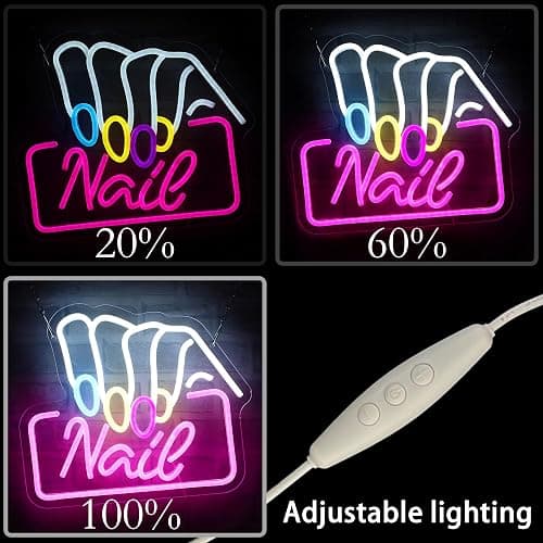 Nail Neon Sign suitable for beauty salons, Nail studios, and Nail salon decorations. A great gift for nail technicians. thumbnail 4
