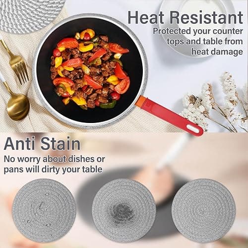 Billbotk 10" Trivets for Hot Dishes, Hot pots and Pans, Set of 6, Heat Resistant Pot Holders for Kitchen, Hot Pads for Countertops thumbnail 4