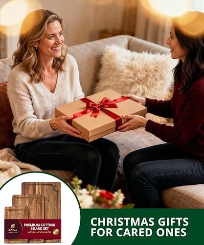 ROYAL CRAFT WOOD Acacia Wood Cutting Boards Set of 3 – Premium Wooden Cutting Boards for Kitchen Meal Prep & Serving - Charcuterie & Chopping Butcher Block for Meat with Deep Juice Groove Side Handles thumbnail 9
