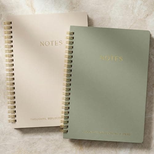 Aesthetic Spiral Notebook Set of 2 For Women and Men - College Ruled A5 | Cute 8x6 Bible Study Journal with Pockets and Lined Pages - The Perfect Supplies to Stay Organized at Work or School - Image 1