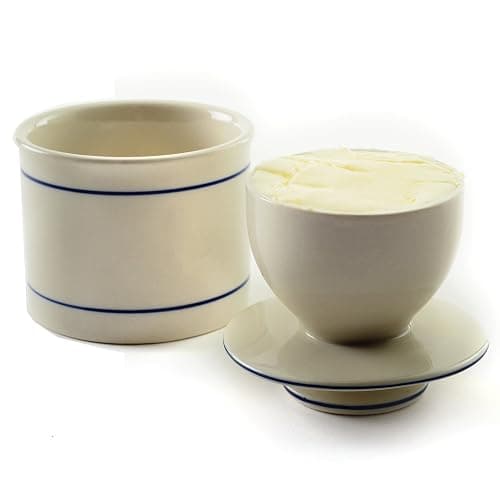 Norpro Glazed Stoneware Butter Keeper,White thumbnail 5