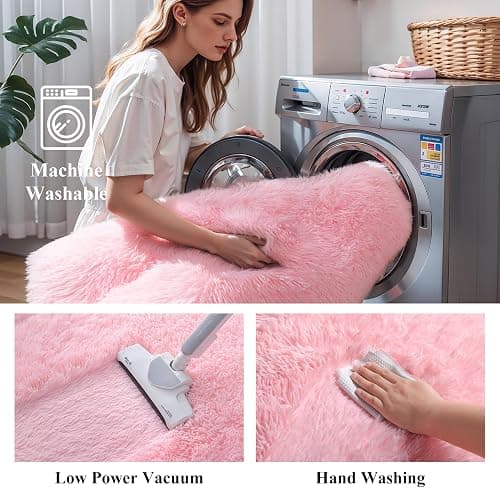 Pink Fluffy 4x6 Area Rugs for Bedroom Girls, Soft Washable Fuzzy Furry Shag Rug for Kids Room, Nursery, Dorm Decor, Cute Plush Carpet for Baby Toddler thumbnail 5