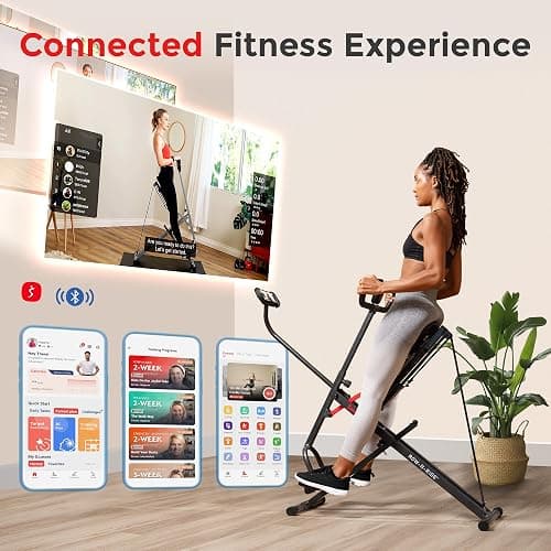 Sunny Health & Fitness Smart Upright Row-N-Ride Trainer w/Adjustable Resistance & 330LB Weight Capacity, Foldable Home Exercise Equipment for Arm, Glute & Leg Training, Free SunnyFit App Connection thumbnail 5