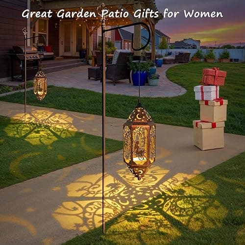 Go2garden 12.4" Outdoor Solar Lanterns Waterproof Garden Gifts Women, Moon Fairy Statue Solar Haning Lights for Patio, Yard Decorations, Mothers Day Gifts for Mom, Grandma(2Pack, Red Copper) - Red Copper thumbnail 2