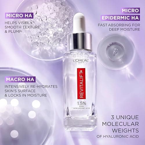 L'Oreal Paris Revitalift 1.5% Pure Hyaluronic Acid Serum for Face, Anti Aging Serum to Hydrate Skin & Reduce Wrinkles, Fragrance Free Skin Care for All Skin Types, 1 Oz thumbnail 4
