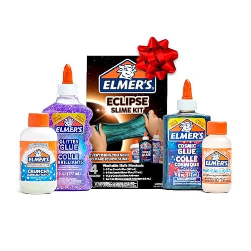 Elmer’s Eclipse Slime Kit, Slime Supplies Includes Cosmic Glue, Purple Glitter Glue, Original and Crunchy Slime Activators, 4 Count - Image 1