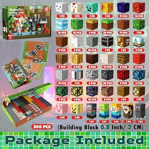 300 PCS Magnetic Blocks - Magnetic Building Blocks, Stacking Magnets for Kids, Sensory Toy for STEM Montessori Sensory Toys for Kids 3+ Boys Easter Gifts for Kids thumbnail 2