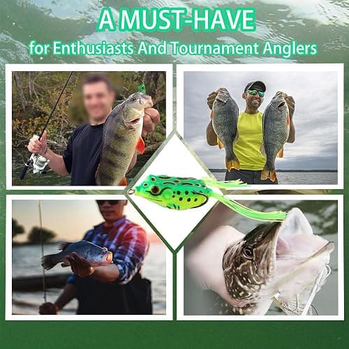 5Pcs Topwater Frog Lures Sets with Bait Box, Frog Lure Ray Frog Topwater Fishing Crankbait Lures, Frog Artificial Soft Bait for Bass Snakehead, Weedless Freshwater Soft Simulated Frog Bait thumbnail 7