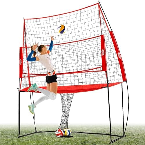 PLAYAPUT Volleyball Training Equipment Net,Height Adjustable Volleyball Practice Net Station for Serving,Spiking, Hitting,with Carryingbag Easy Assembly & Storage Great for Indoor/Outdoor - Image 1