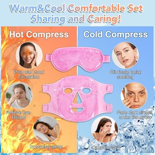 XPCARE Colding Ice Face Mask and Cooling Eye Mask for Puffy Eyes & Migraine Relief Gel Eye Mask Cool Face Ice Masks for Dark Circles Eye Surgery Sleeping Pressure Headaches Skin Care(Pink) thumbnail 2