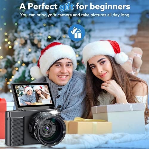 Digital Camera, 4K 64MP Cameras for Photography with 3" 180° Flip Screen,Macro and Wide-Angle Lenses,16X Vlogging Camera for YouTube with 64GB Micro SD Card for Beginner, Teens thumbnail 8