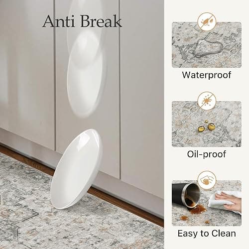 GENIMO Kitchen Mats for Floor 2PCs, Washable Anti Fatigue Mat for Cushioned, 17.3"x47"+17.3"x30", Waterproof Kitchen Rugs, Non Slip Comfort Standing Mat Rug for Home, Sink, Laundry, LightTaupeBrown thumbnail 5