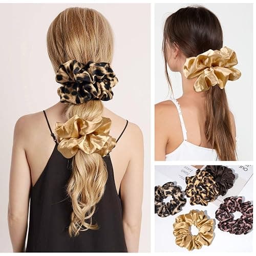 XL Big Silk Scrunchies for Women CEELGON Extra Large Scrunchie Satin Oversized Silk Thick Elastic Fluffy Hair Ties Jumbo Gigantic Soft Chiffon Cute Scrunchy Hair Scrunchies 6 Pack thumbnail 4
