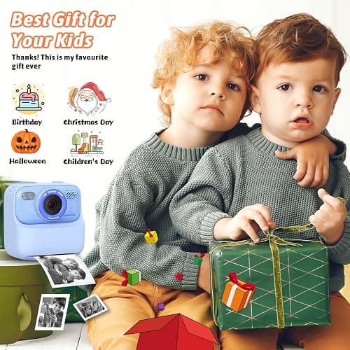 Kids Instant Digital Cameras for Boys and Girls, 1080P HD Dual-Lens Selfie Digital Camera with Print Paper & 32G Card, Christmas Birthday Gifts Toys for Toddler and Teenagers Age 3-16 Years Old thumbnail 6