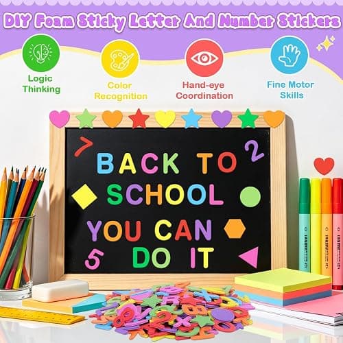 1328 PCS Foam Letter Stickers,Foam Alphabet Number Shape Stickers(Colorful) | Self Adhesive, EVA, Letters Sticker for Crafts, School Project, Scrapbooking Supplies, Bulletin Board, Classroom, DIY Decor thumbnail 6