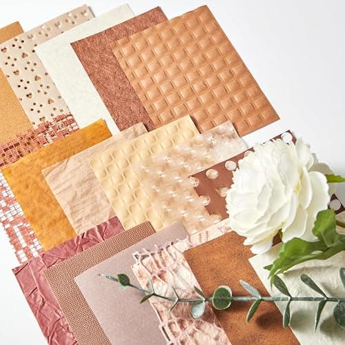 208 Sheets A7 Scrapbook Paper Kit, 12 Colors Mixed Textured Paper and Mesh Fabric Assorted Set, Junk Journal Supplies for DIY Crafts, Bullet Journal, Card Making, Scrapbooking thumbnail 7