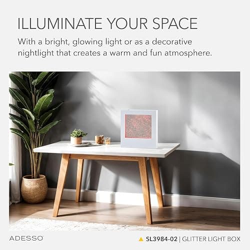 Adesso SL3984-02 Simplee Novelty RGB LED Mood Box for Table or Hanging Mount, Gallery Wall Lighting, Swirling Color Changing Glitter, 8 Feet, White Frame thumbnail 3