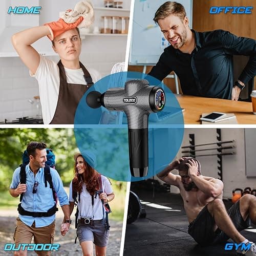 TOLOCO Massage Gun, Upgrade Deep Tissue Back Massager with 10 Replacement Heads, Percussion Massage Guns for Athletes for Pain Relief, Super Quiet Electric Massager for Treatment, Relax, Carbon - Carbon thumbnail 6