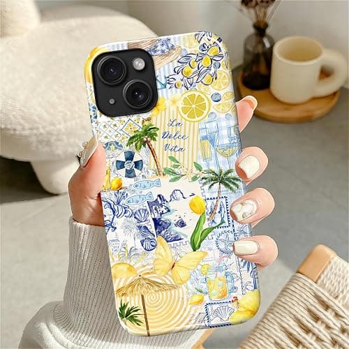 COTAIL Case for iPhone 13 14, Cute Phone Case, Lemon Summer Collage | Hybrid 2-Layer Phone Cover，Military-Grade Protection Durable Shockproof Anti-Scratch Cases thumbnail 3