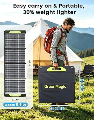 Greenmagic 200 Watt Portable Solar Panel, 23.5% High Efficiency 200W Foldable Solar Panel Charger IP67 Waterproof Solar Panel Kit w/DC XT60 MC4 Anderson Output for Home Farm Camping RV Power Station thumbnail 3