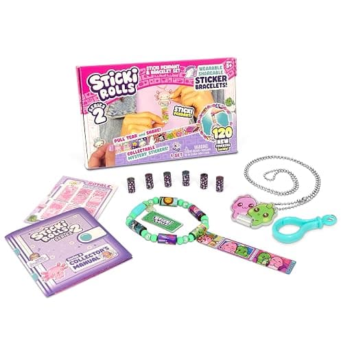 Sticki Rolls Pendant Pack | 120 Exclusive Wearable Shareable Stickers with Pendant and Bracelet | Collect and Share | Ages 5 and Up | Series 2 - Rex & JoJo - Image 1