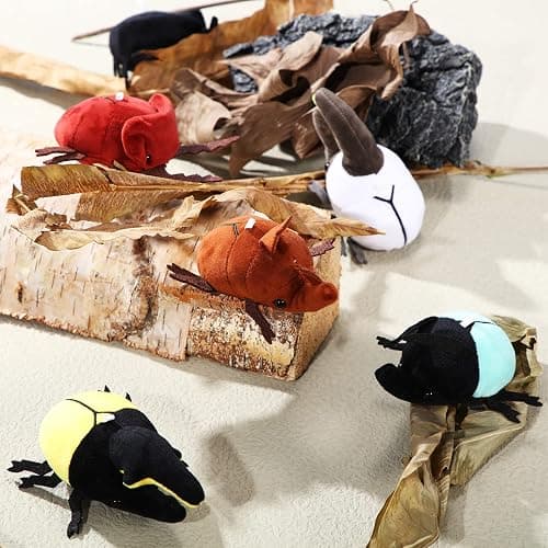 Meooeck 6 Pieces Simulation Beetle Plush Toy 4 Inch Small Beetle Stuffed Animal with Bead Chain Hanging Insect Plush Stuffed Soft Crustaceans for Boys Girls Birthday Animal thumbnail 2