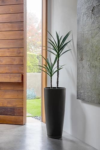 Veradek Vega Round Tall Planter Pots for Indoor/Outdoor Use | Made from Plastic - Stone Mix with Drainage Holes | Perfect for Small to Large Succulent Plants, Flowers, Modern Interior Plants thumbnail 6