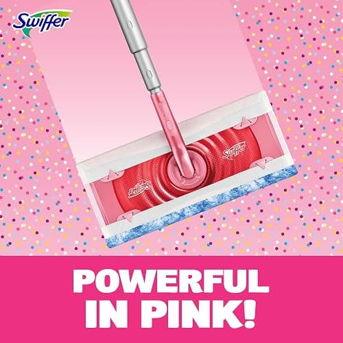 Swiffer Sweep and Mop Deluxe, Limited Edition Pink, 2-in-1 Floor Mopping and Sweeping Kit, Multi-Surface Kit for Floor Cleaning, Includes 1 Sweeper, 5 Heavy Duty Dry Cloths, 3 Heavy Duty Wet Cloths thumbnail 5