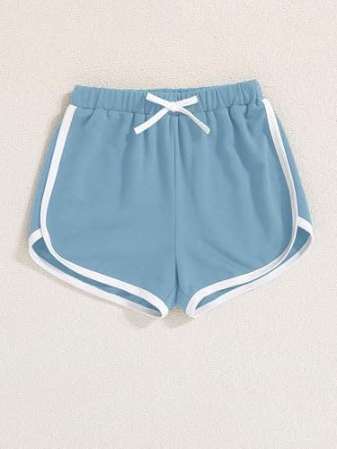 Floerns Girl's 2 Piece Outfits Graphic Print Drop Shoulder Tee & Contrast Binding Track Shorts Clothing Set thumbnail 6