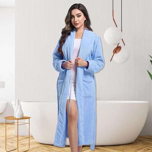 PJGGZ Women's Shawl Collar Bathrobe, Soft Long Towel Robes for Women - Super Absorbent Quick Dry yet Warm thumbnail 2