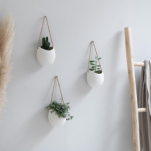 Kazai. Vasi da Parete -Ellie- | Vasi da Appendere al Muro | 3 Pezzi | Decorazione Murale per Interni, Balcone e Giardino | Bianco (opaco) thumbnail 2