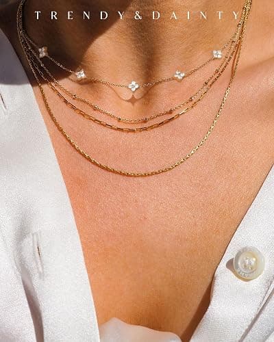 FUNEIA Dainty Silver Gold Necklaces for Women Trendy Non Tarnish 14K Gold Plated Cubic Zirconia Necklace Layered Cute Butterfly Heart Station Choker Necklace Stack for Wedding Prom Brides Jewelry thumbnail 3