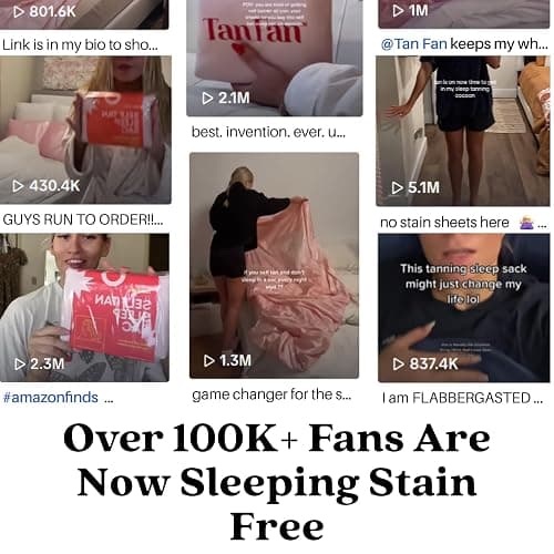 Tan Fan Self Tan Sleep Sac - Keep Sheets Clean from Fake Tanner Stains - 100% Cool Silky Lightweight Poly - Won’t Transfer Rub or Absorb Tanning Lotion - Roomy Breathable Large w Foot Openings (Pink) thumbnail 5