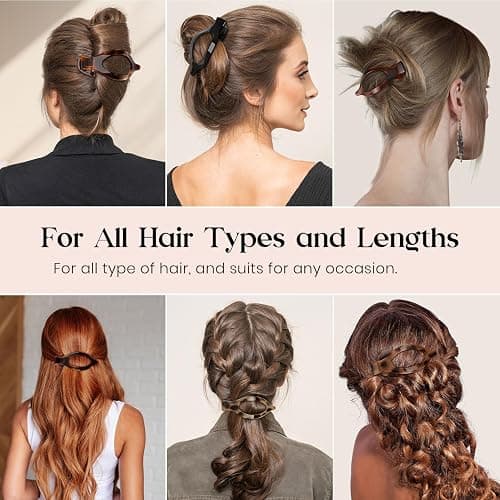 Oeusnael 4 PCS Large Flat Hair Clips for Women Girls, French Concord Lay Down Claw Clips for Thick Thin Hair, Comfortable Curved Flat Clip, Leopard Print Stylish Strong Hold Hair Accessories, Tortoise thumbnail 7