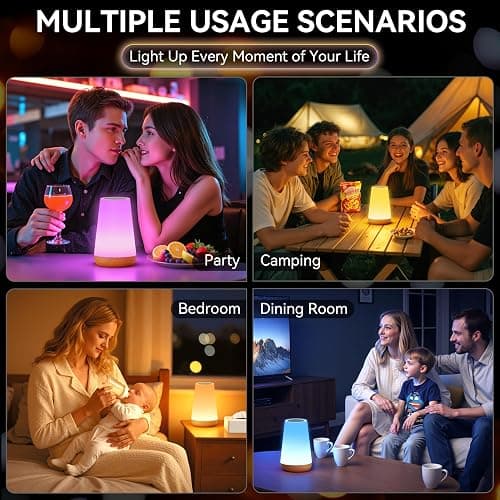 Auxmir Night Light, LED Touch Bedside Table Lamp, Remote Control Dimmable Light with RGB Color Changing, USB Rechargeable, Portable Lamp for Children, Kids, Bedroom, Living Room, Camping thumbnail 9