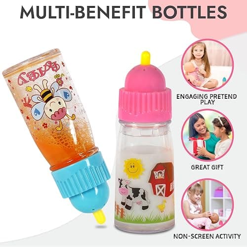 My Sweet Baby® Magic Doll Feeding Disappearing Bottles with Sounds Set – Sound Sips, Says “Mama”, Giggle + Pacifier Clip – Pretend Play Baby Toy Accessories Toy Accessories for Dolls thumbnail 5