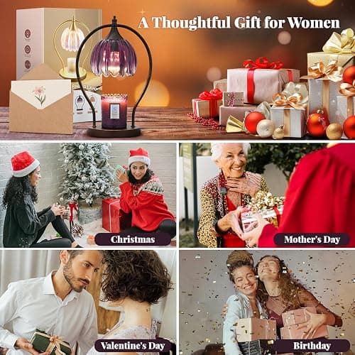 Candle Warmer Lamp, Dimmable Candle Warmer with Timer, Vintage Candles Wax Warmers for Jar Candles Birthday Gifts for Women, Mothers Day Gifts for Mom, Home Decor for Bedroom Living Room, Purple Black thumbnail 9