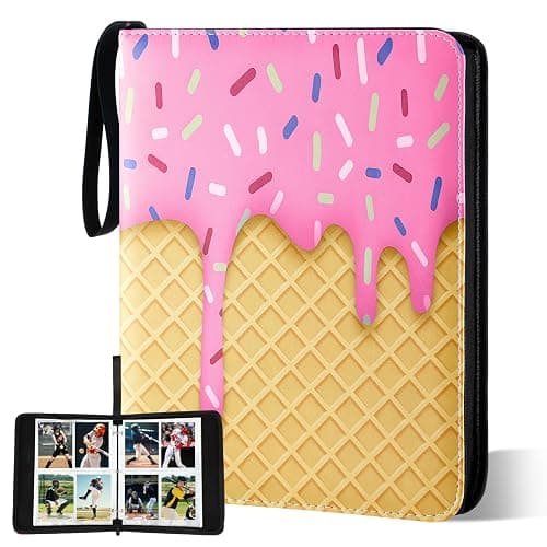 Jaloro Ice Cream Drip Baseball Card Binder Trading Card Binder Portable Collector Cardholder Baseball Album Case for Boys Sports Game Supplies(Ice Cream,Pink,440 Pocket) - Image 1