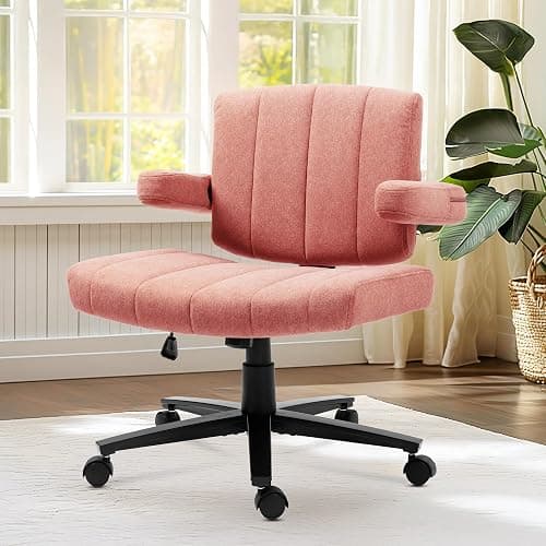 Vigosit Criss Cross Ergonomic Office Chair: 360° Swivel, Adjustable Lumbar Support & Armrests, Heavy-Duty Fabric (Pink) - Image 1