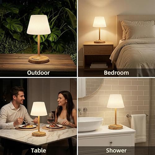 Shower Lamp Waterproof Bathroom Lamp for Inside Shower Bathtub, Rechargeable Cordless Table Lamp with 4000mah Battery, Touch Dimmable Light, Small Relaxing Spa Night Lamp for Bathroom, Kitchen, Desk thumbnail 9