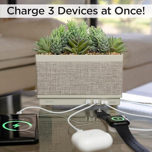 iHome PowerPlant Charging Station, Faux Succulent with USB Charging Station (Power Plant Speaker) thumbnail 3
