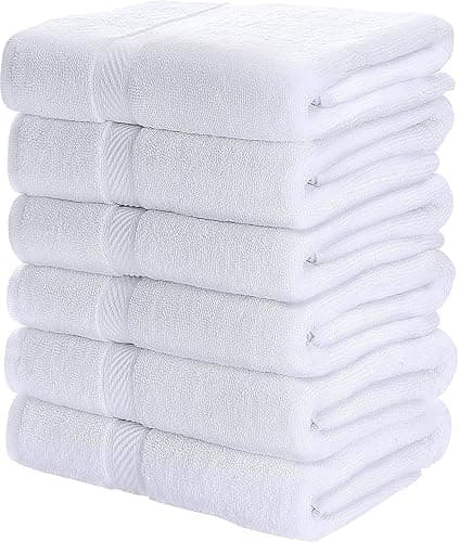 Utopia Towels 6 Pack Small Bath Towel Set, 22 by 44 Inches, 500 GSM 100% Ring Spun Cotton, Lightweight and Highly Absorbent Quick Drying Premium Towels for Hotel, Spa and Bathroom, White - Image 1